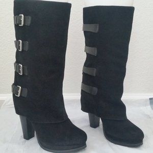 Report Womens Buckles Platform Suede Boot Size 10
